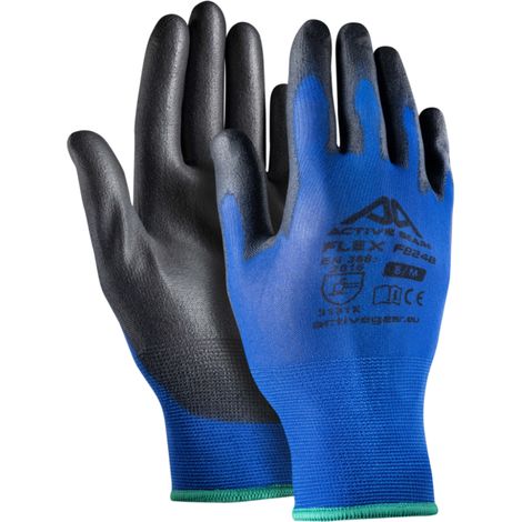 Gants de protection tactiles avec dextérité élevée pour surfaces sèches FLEX ACTIVE GEAR (Lot de 12) Bleu 8. (1/2)