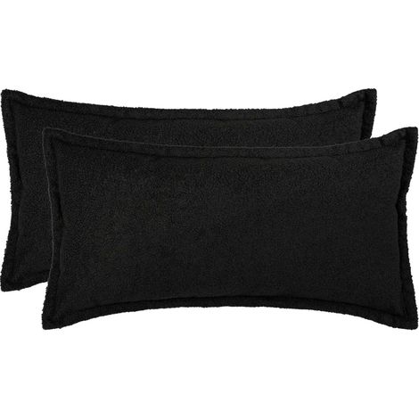 Kissenbezug 2 pcs HOUTEN Schwarz 40 x 80 cm Bouclé vidaXL