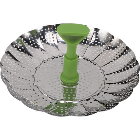 Panier vapeur pliable en acier inoxydable pour légumes, poissons et fruits de mer, petit format. (1/5)