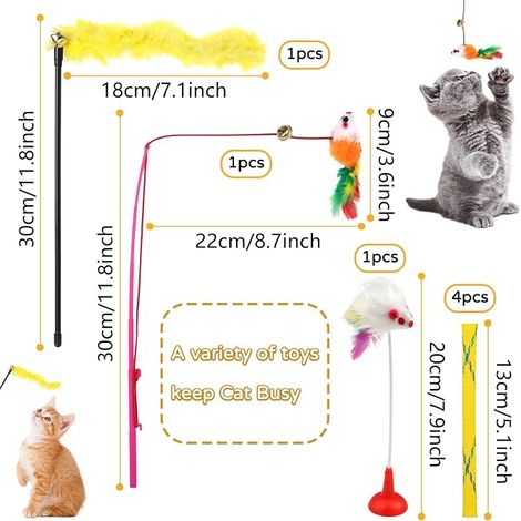 Cat Toys Interactive Games with Feathers Balls Mouse for Cats (1/4)