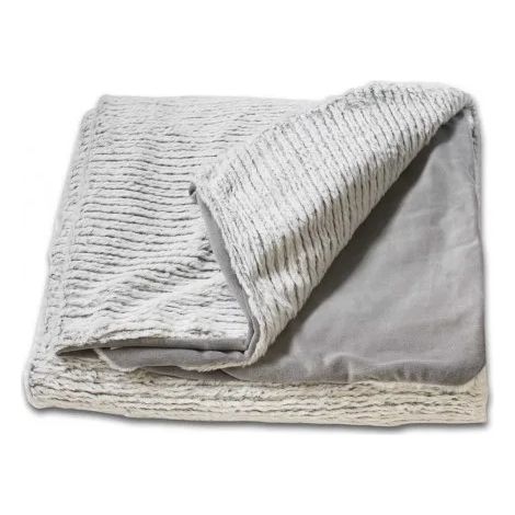 Plaid 130 x 170 cm gris clair en polaire douce effet tricot - LENO (1/5)