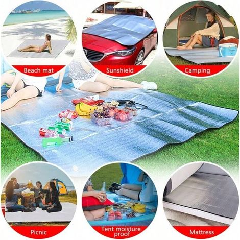 Tapis de camping isolant, tapis isolant pliable en aluminium, tapis isolant en mousse pour le camping, la randonnée et les pique-niques (argenté)(200 x 250 cm) (1/5)