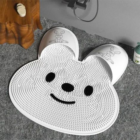 Tapis Exfoliant Pied Douche Bunny en Silicone Antidérapant Ergonomique 45x45 cm Massage Pied avec Brosse (1/5)