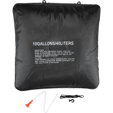 Sac de douche solaire portable 40L pour camping, randonnée, chauffé à l'énergie solaire, réservoir d'eau PVC. (1/5)