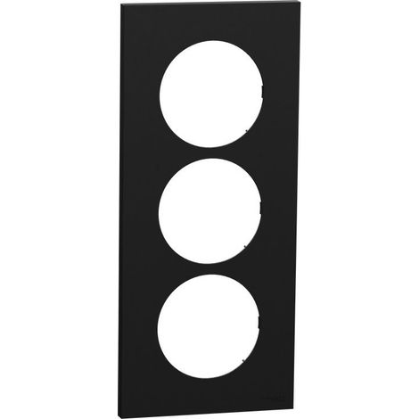 Plaque Odace Schneider 3 postes vertical entraxe 57mm Finition: Noir onyx