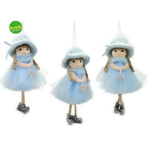 Appendino bimba con gonna Handy celeste h17 cm
