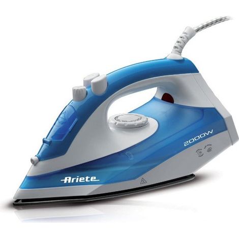 Ariete 6234 Steam Iron - Ferro da stiro con piastra in teflon - Colpo vapore 140 gr/min - Serbatoio 250 ml - 2000 W - Bianco e Azzurro