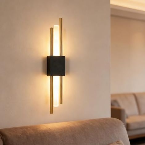 LED Wall Light, 40 cm LED Interior Wall Lamp, Black and Gold (1/4)