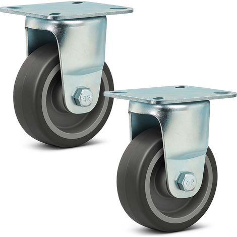 Juego de 2 ruedas fijas 75 mm ruedas de plástico placa de montaje máx. 75 kg/rueda silenciosa