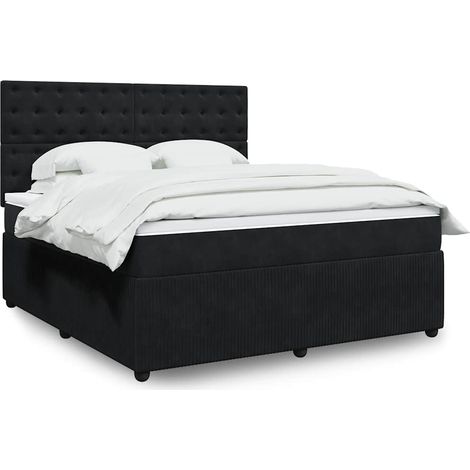 Boxspringbett mit Matratze Schwarz 180x200 cm Samt