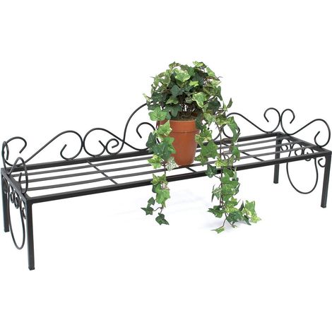 DanDiBo Blumenregal Metall Schwarz 75 cm Blumenständer Mi Blumenbank Blumentreppe Pflanzentreppe Blumenhocker Pflanzenständer