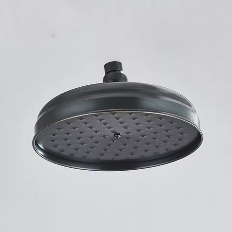 Duschkopf, 20 cm (8 Zoll) Durchmesser, fest installierter Hochdruck-Duschkopf mit verstellbarem Winkel, Regenduschkopf, schwarz