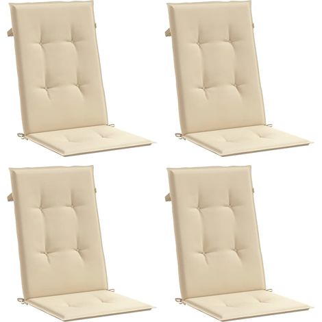 Cojín silla de jardín respaldo alto 4 uds tela beige 120x50x3cm vidaXL (1/10)