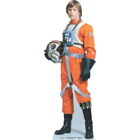 Figurine en carton Luke Skywalker tenue orange et casque de pilote - Haut 184 cm (1/4)