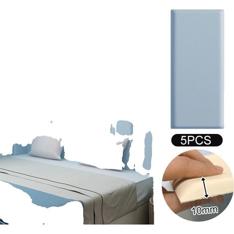 Pegatinas de pared 3D, diseño de bolsa suave, paneles autoadhesivos, azul - 5 piezas (1/2)