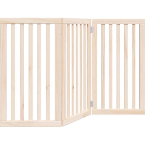 Barrière pour chien Barrière de sécurité pliable 3 panneaux 150 cm bois de peuplier CFW11571 (1/5)