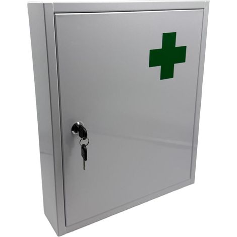 Pratico armadietto per medicinali da parete con 5 scomparti sicuro 43 x 35,5 x 8 cm in metallo bianco 130017898