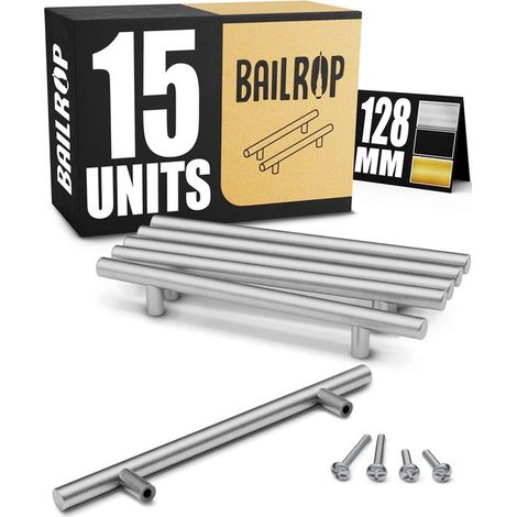 Tiradores dorados para armarios，128 mm，Tiradores de acero inoxidable dorado para muebles，Paquete de 15 unidades (1/5)