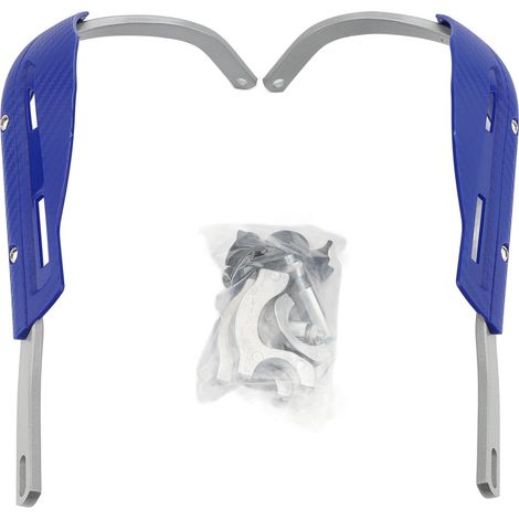 Protège-mains de moto, vis de verrouillage réglable en alliage d'aluminium, protection universelle pour guidon, bleu (poignée argentée). (1/2)