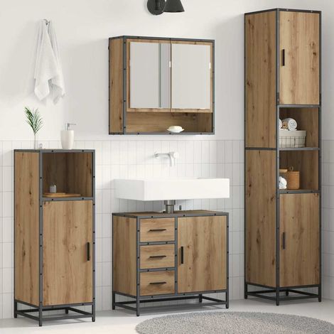 vidaXL Set di mobili per il bagno con porta 3 pcs Rovere artigianale