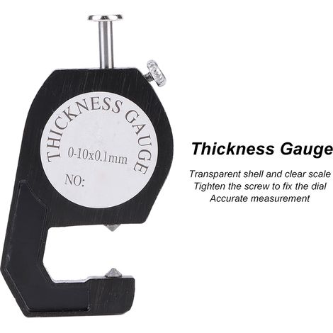 Schwarzes, tragbares Präzisions-Dickenmessgerät, 0-10 mm Mikrometer-Messspitze. (1/5)