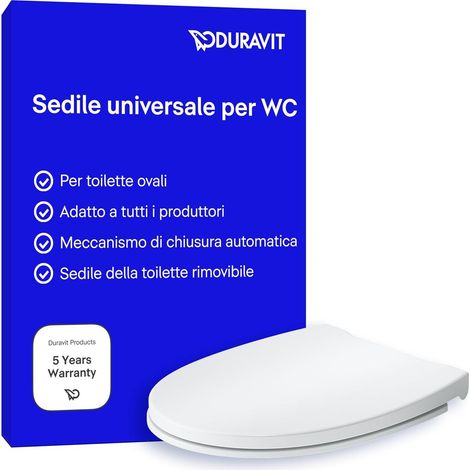 Duravit Sedile Univavo, sedile wc universale ovale, Sedile della toilette con doppio meccanismo a chiusura rallentata, tavoletta wc Sgancio rapido per una facile installazione, prodotto in UE, Bianco
