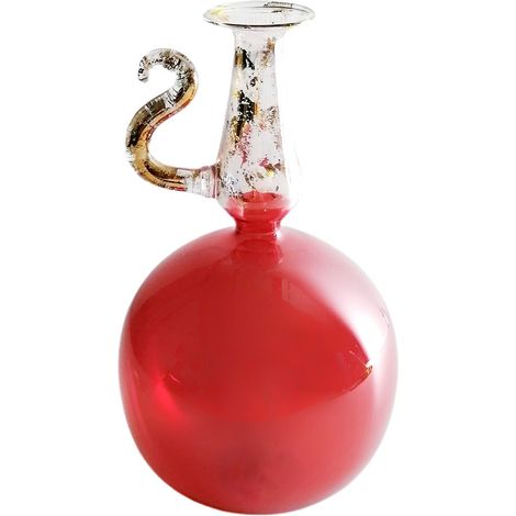 bottiglia in vetro soffiato rosso e oro ampolla profumo oggetti da collezione per la casa made in Italia (1/5)