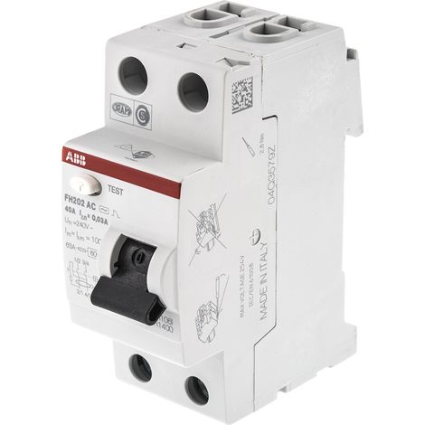Interrupteur Différentiel ABB FH200, 2 Pôles, 40A, 30mA, Type AC ( Prix pour 1 ) (1/2)
