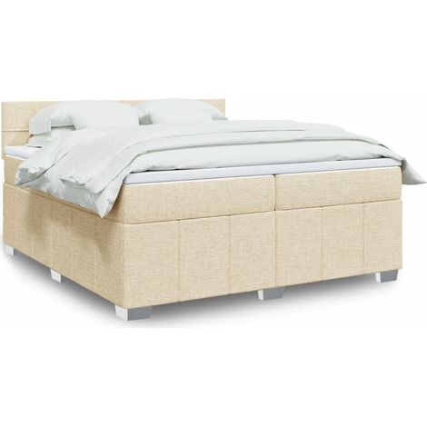Boxspringbett mit Matratze Creme 200x200 cm Stoff