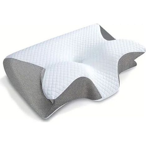 Oreiller cervical viscoélastique, oreiller orthopédique ergonomique 2 en 1, soulagement des douleurs cervicales, soutien profilé, 1 pièce, gris clair-AquaForge (1/5)