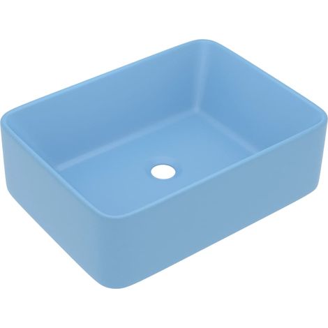 Lavabo di lusso da appoggio WC lavabo bagno stanza cosmetica rettangolare opaco azzurro 41 x 30 x 12 cm ceramica 020002786