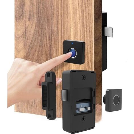 Serrure Biométrique 10/20 à Empreintes Digitales - Serrure de Porte Intelligente pour Tiroir, Armoire (10 Empreintes) (1/5)