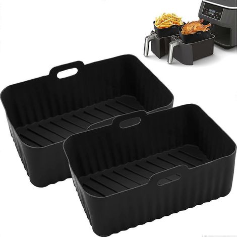 Lot de 2 doublures en silicone pour friteuse à air Ninja Dual, doublures réutilisables, accessoires pour friteuse à air Ninja AF300UK et AF400UK (2) (1/5)