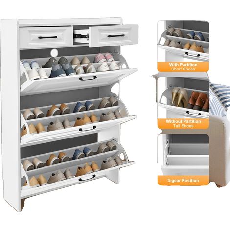 Zapatero, dimensiones 31,5 x 9,45 x 47,24 pulgadas, capacidad para 16-20 pares de zapatos, requiere montaje, fabricado en panel de madera, diseño moderno. (1/5)
