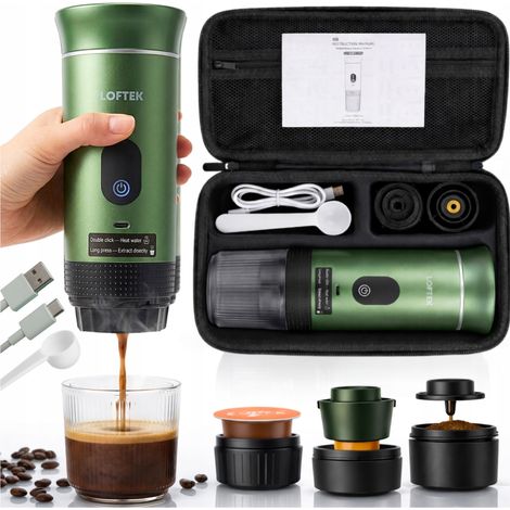 Cafetera de presión para turistas, 3 en 1, para cápsulas y café molido, 80 ml.