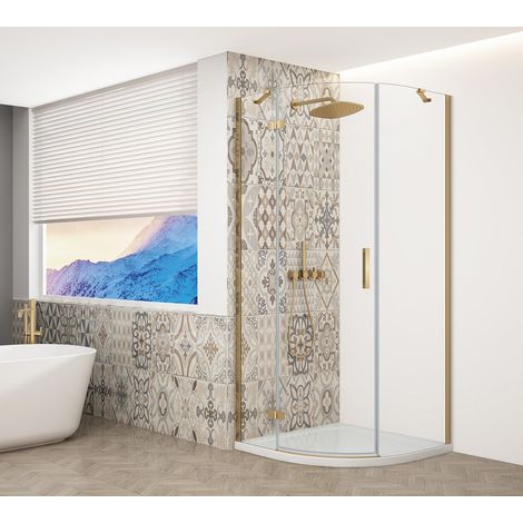 Paroi de douche quadrant TRINITY GOLD MATT 900x900mm, verre clair, gauche (1/5)