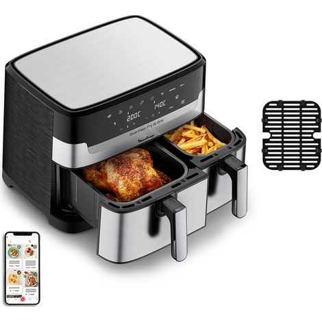 Moulinex Dual Easy Fry & Grill, Capacità 8,3 L, Doppio Cestello, Friggitrice ad Aria e Griglia, 8 Programmi Preimpostati, Componenti Lavabili In Lavastoviglie, Infinite Ricette, App ... - EZ905D20 (1/5)