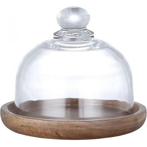 Assiette À Dessert - Plateau Pour Mousse Et Gâteaux - Couvercle En Verre Et Bois - Lot De 1 Pièce (1/5)