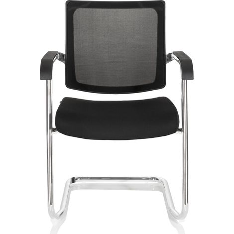 [GEBRAUCHT] Hjh Office Freischwinger Stuhl Besucherstuhl Schwarz Konferenzstuhl Netzstoff B-Ware