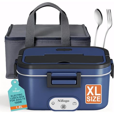 Elektrische Lunchbox 100W 1.8L 12V/24V/230V for Auto Lkw Büro PTC-Heizung mit Überhitzungsschutz, Auslaufsicher, 304 Edelstahl und PP Material, Herausnehmbar (1/5)