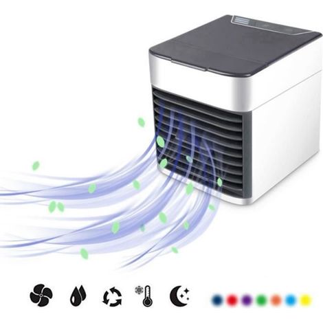 Mini ventilateur climatiseur portable USB avec 7 couleurs lumineuses-AquaForge