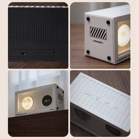 Disponible en blanc. Matériaux : PC, PP et ABS. Nouvelle horloge de chevet Bluetooth tendance sur le thème des planètes.