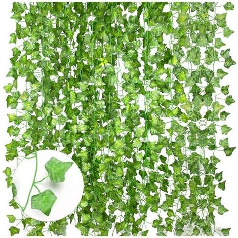 Lierre artificiel pour décoration de balcon, guirlande de lierre grimpant, feuilles, pour mariage en extérieur, jardin, décoration murale, 12 pièces. (1/3)