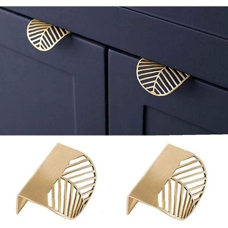 YMYNY 4pcs Gold Furniture Knobs Leaf Shaped Furniture Handles Concealed Metal Cabinet Handles for Home Drawer Cupboard with Screws (1/4)