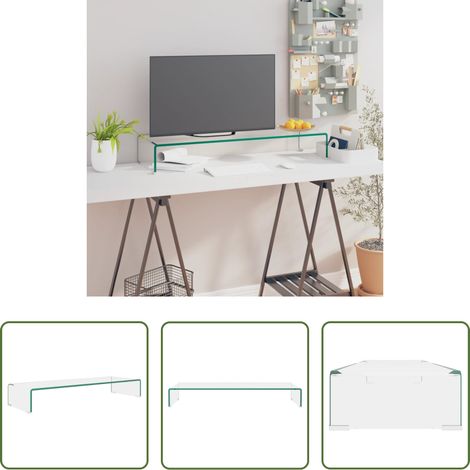 Étagère en verre -  Meuble TV/pour moniteur 90x30x13 cm verre transparent (1/5)