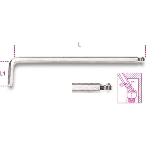Clé hexagonale Beta 96lbp chromée embout sphérique