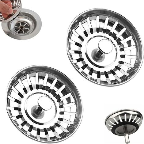Tappo per lavello da cucina in 2 pezzi, filtro per lavello da cucina da 78 mm, tappo di scarico per lavello da cucina, accessori per lavello da cucina in acciaio inossidabile, filtro per lavello da cu (1/5)