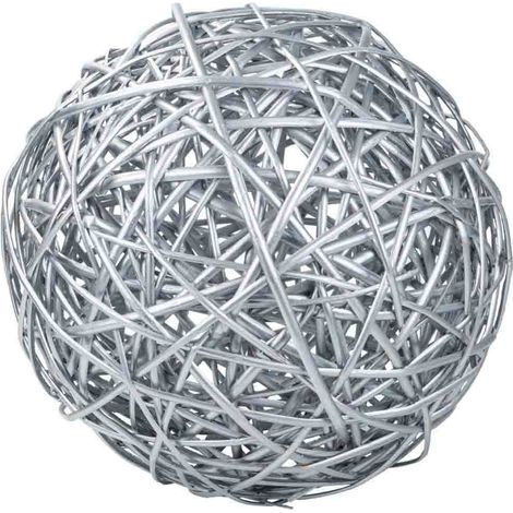 Bola de decoración de mimbre plateado d38 cm (1/3)