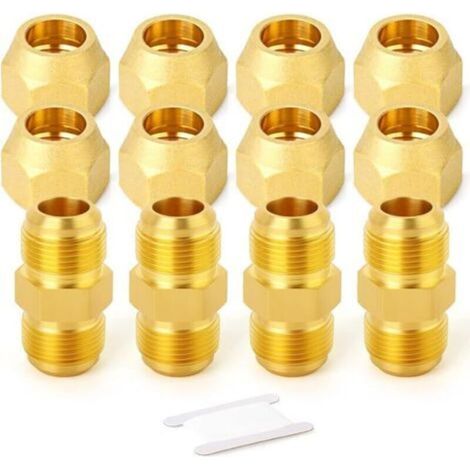 4 paquetes de accesorios de tubo de latón de metales, media unión con tuerca abocinada, accesorios de tubería macho abocardados de 3/8" x 3/8" (1/5)