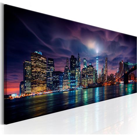 Tableau Imprimé "New York : Dark City" 50 x 150 cm (1/2)
